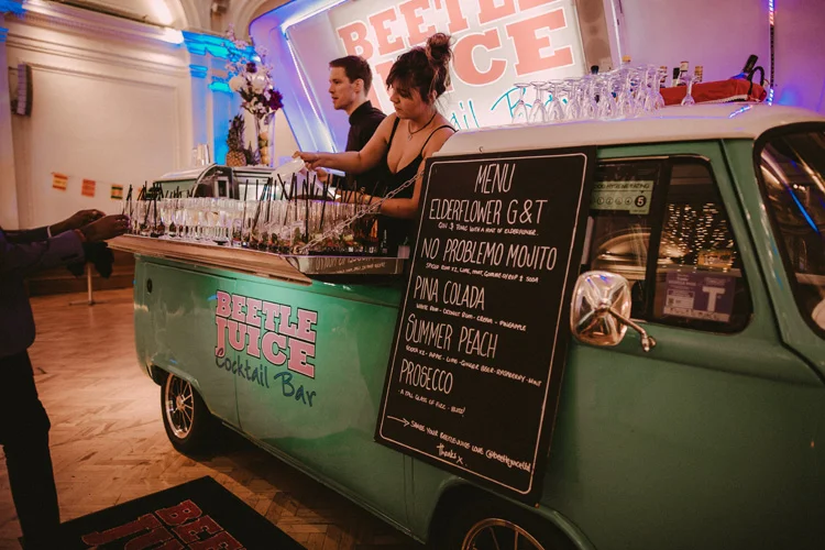 mobile cocktail truck during hindu wedding reception
