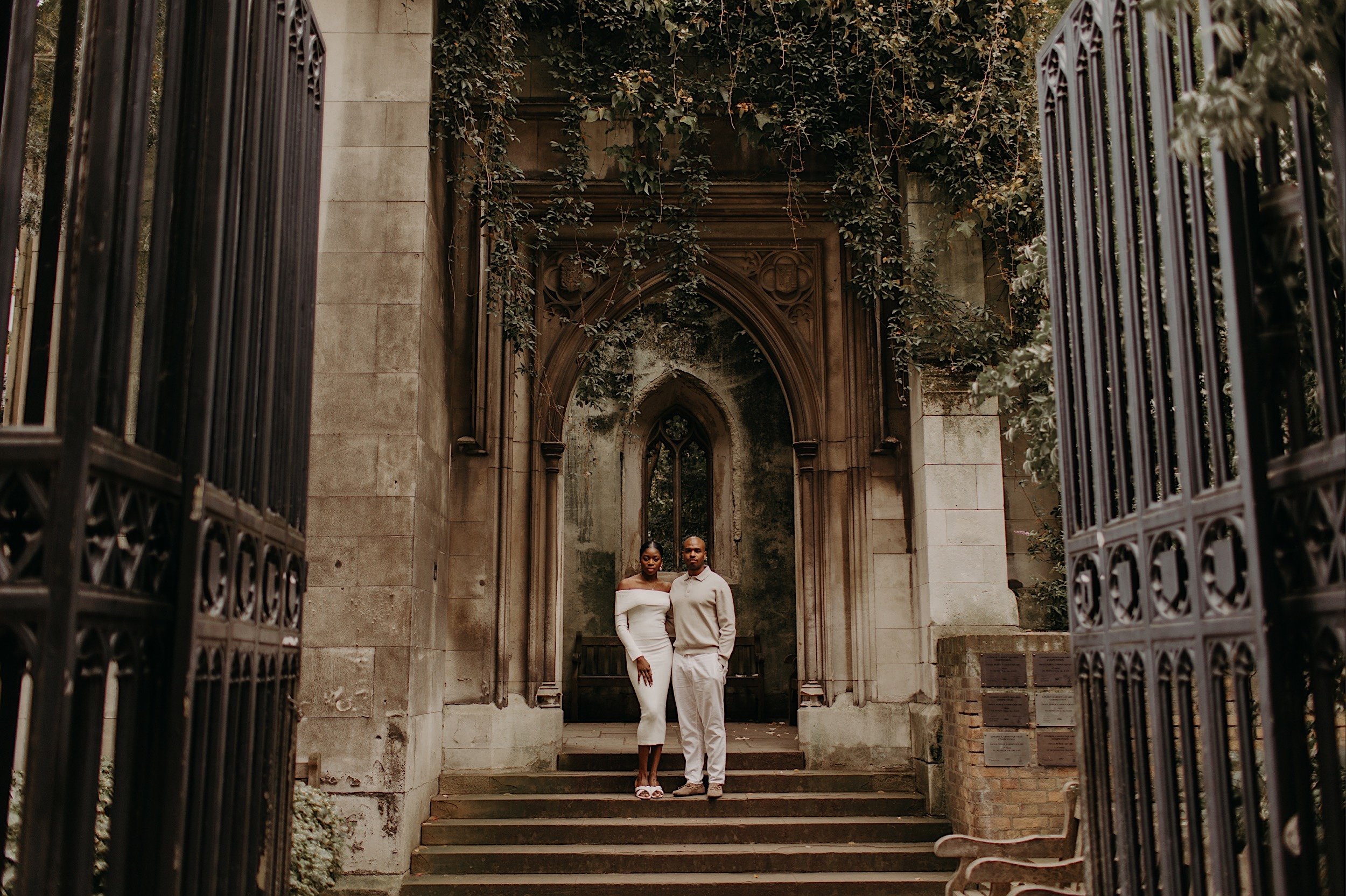 14_St-Dunstans-in-the-east-pre-wedding-shoot0019_Gorgeous black model couple in love pose in st dunstan in the east.jpg