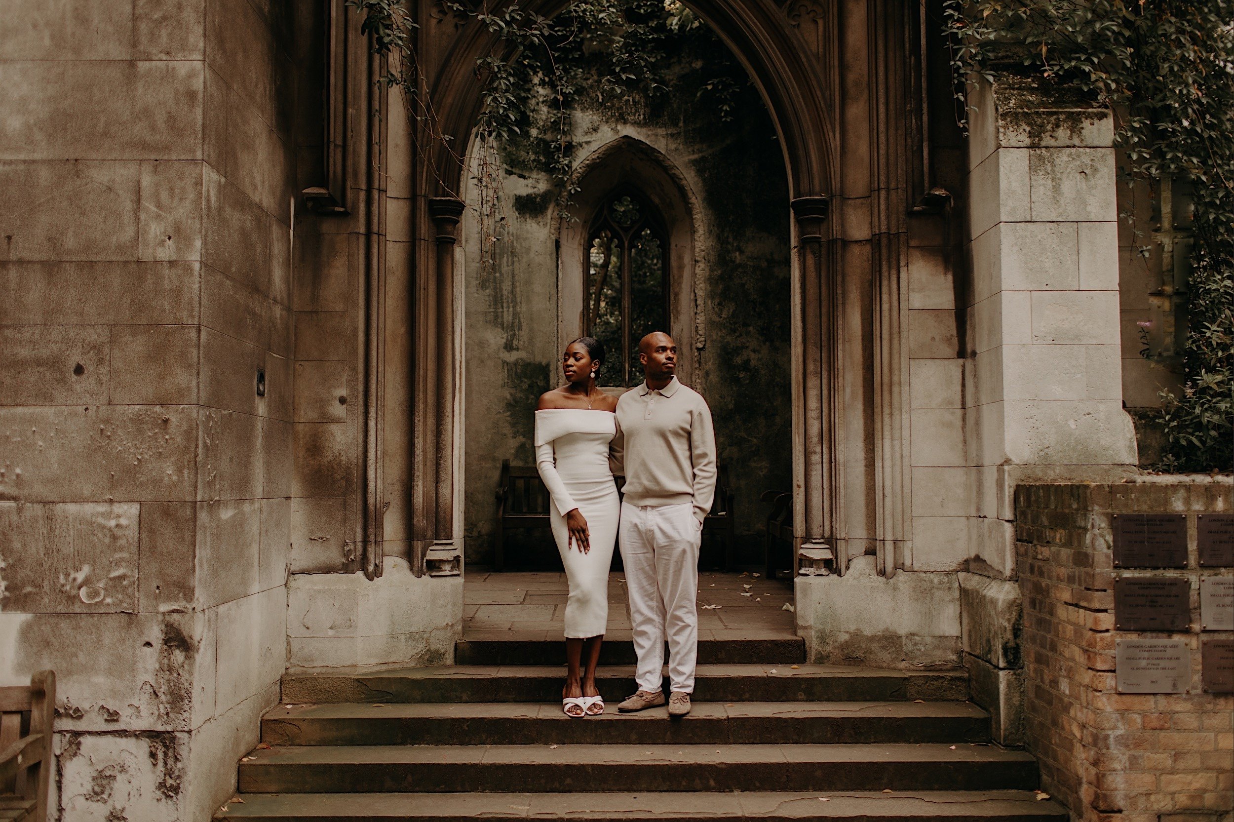 15_St-Dunstans-in-the-east-pre-wedding-shoot0020_Gorgeous black model couple in love pose in st dunstan in the east.jpg