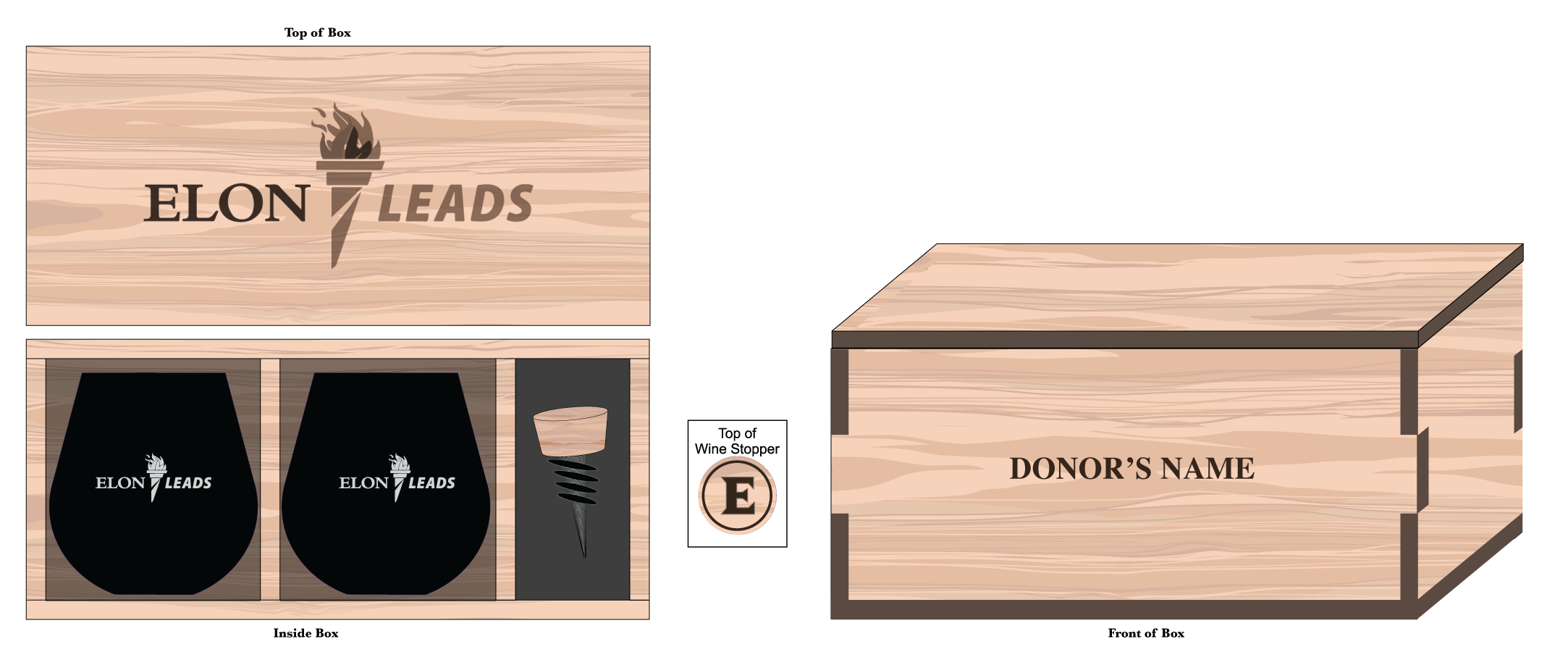 Cherry Box With Custom Wine Glasses and Stopper - $100