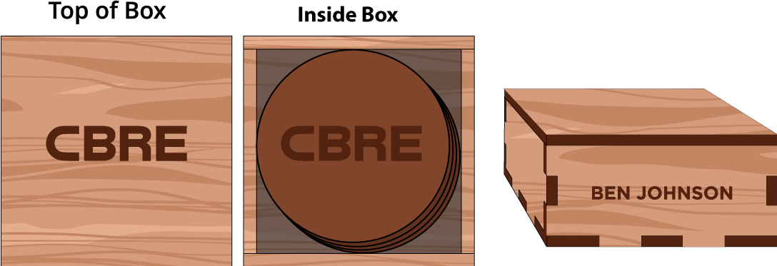 Veneer Coaster Box with Leather Coasters: $45
