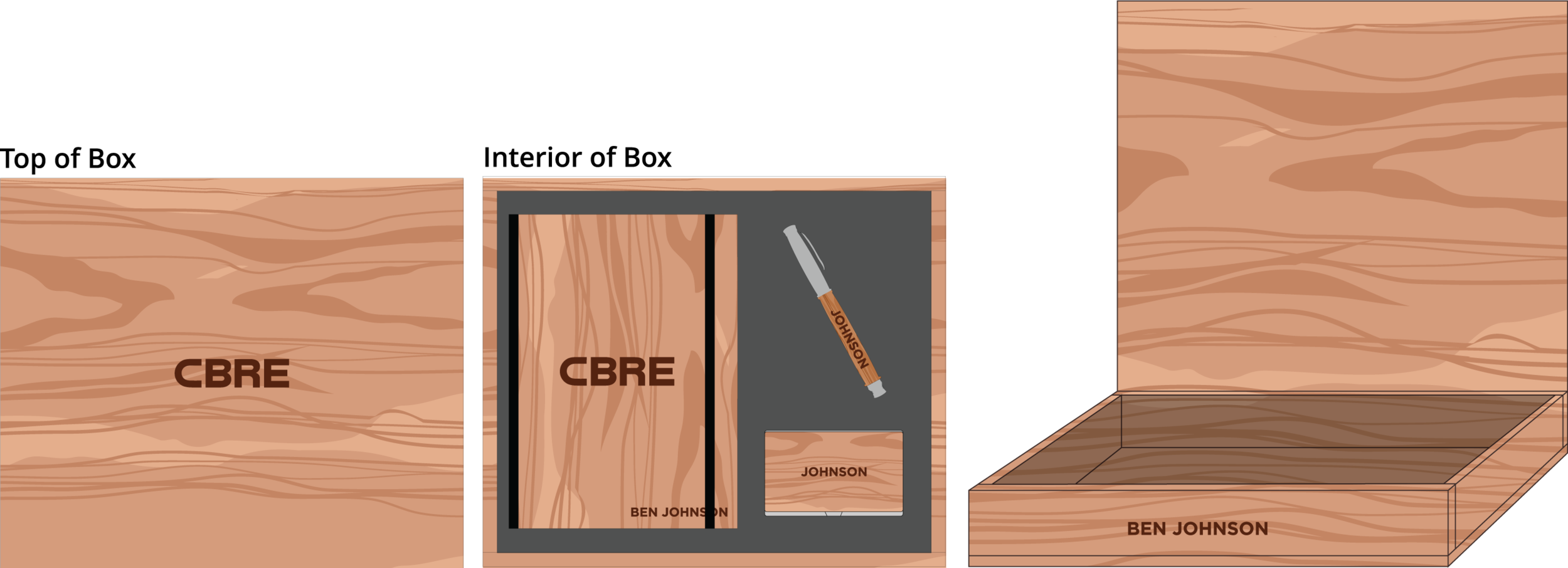 Hardwood Journal, Pen & Card Holder Box: $200