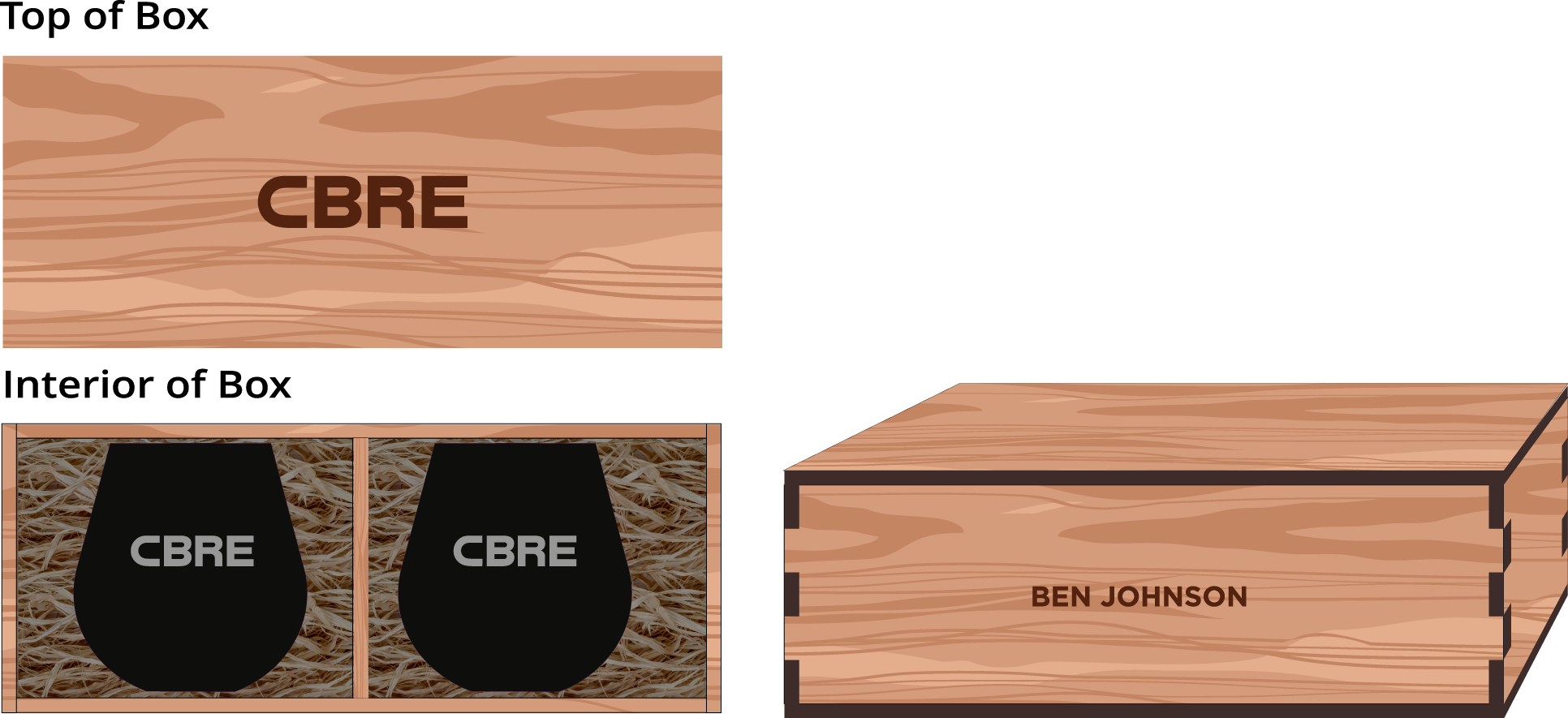 Veneer Wine Box with 2 Stemless Black Wine Glasses: $65