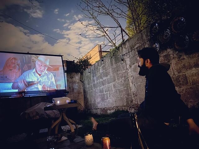 This is @willfarrellhere in his happy place. #backyardmovienight #backyard #brooklyn