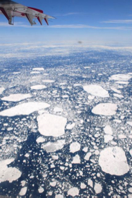 Breaking sea ice as we approach Greenland.