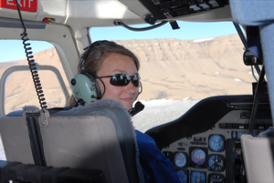 Ainhoa in the jumper seat wearing her REVO sunglasses.