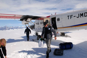 Unloading the Twin Otter.