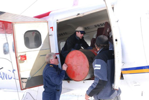 A drum of fuel to be used to refuel the plane for its way back to Iceland.