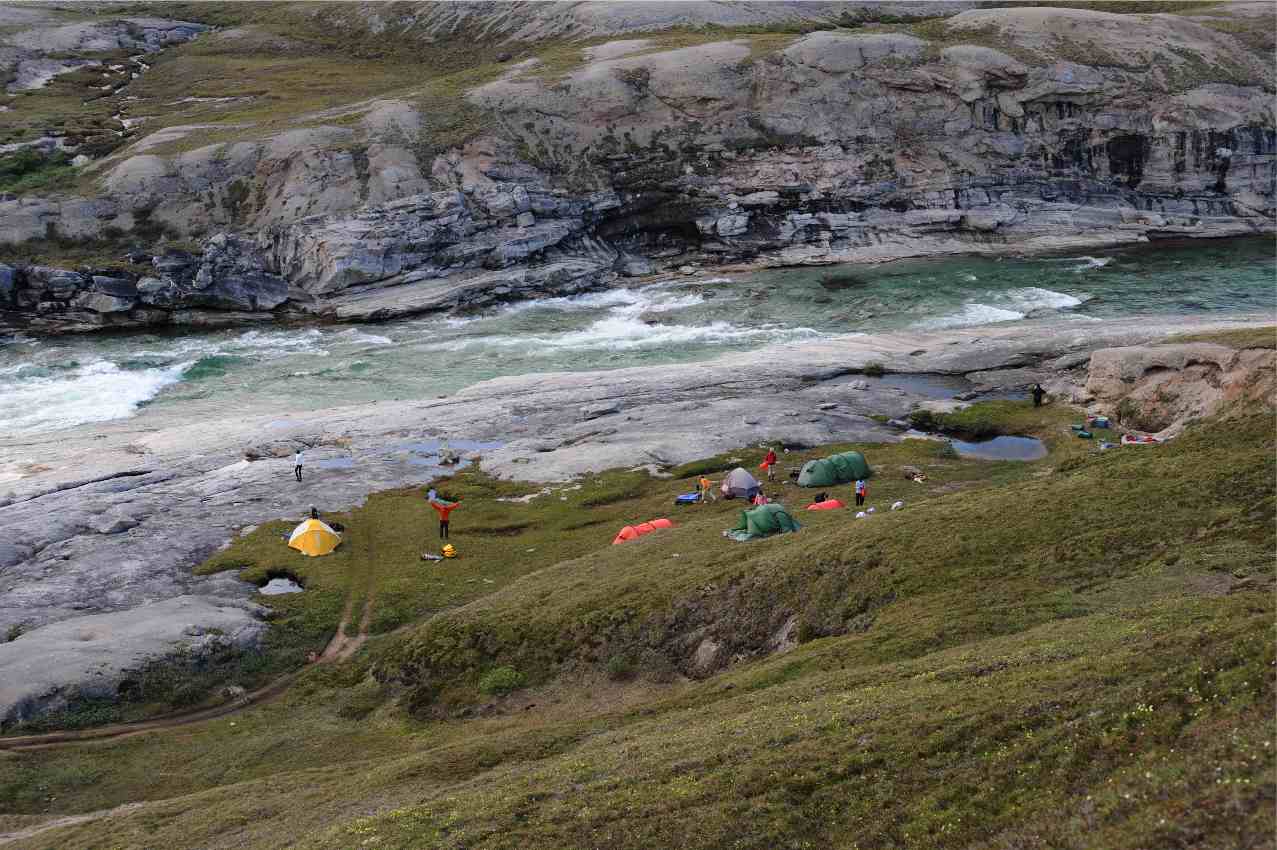 The camp by the falls.