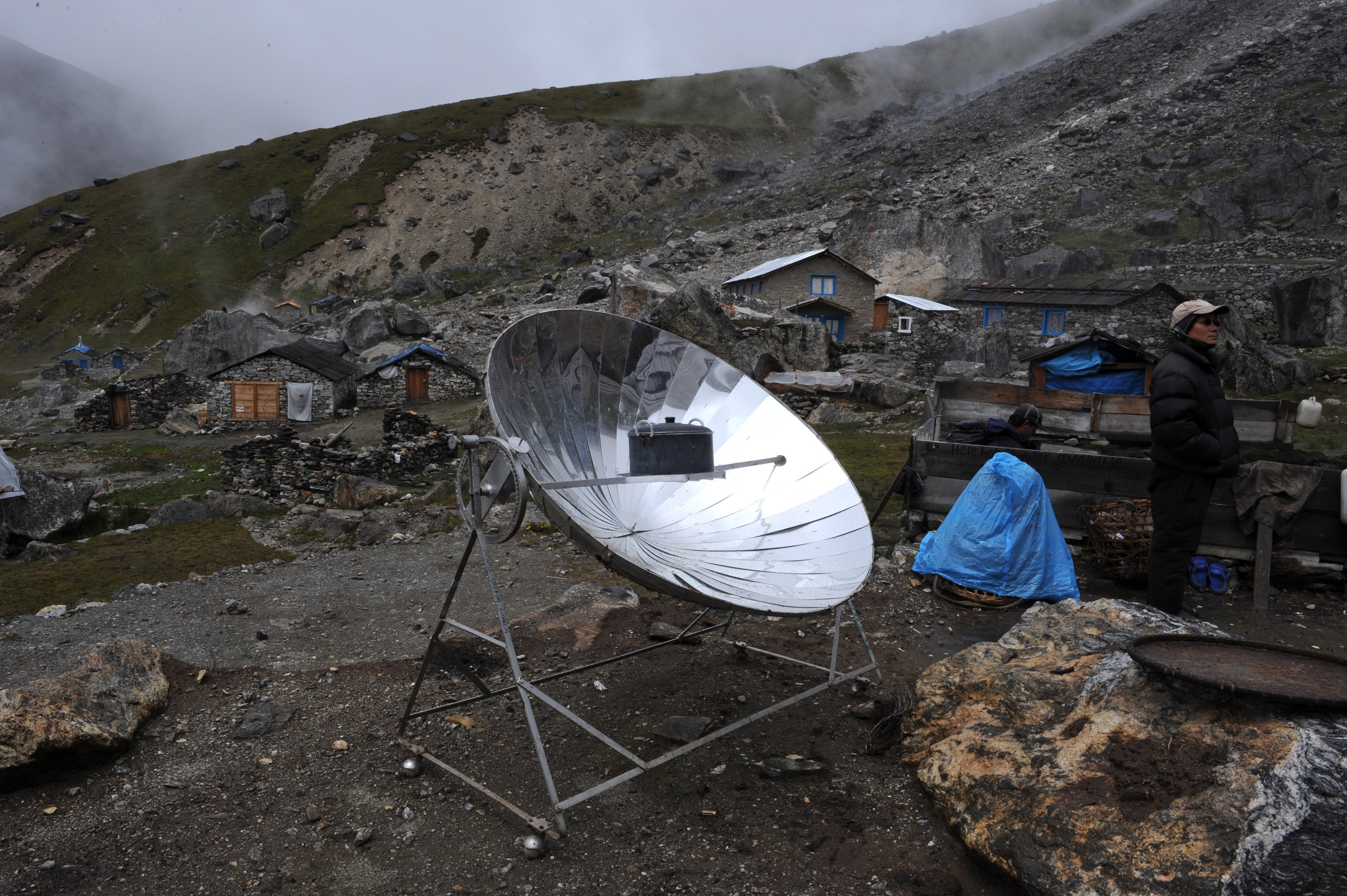 A solar heater: boils water in 15 minutes IF there is sun...