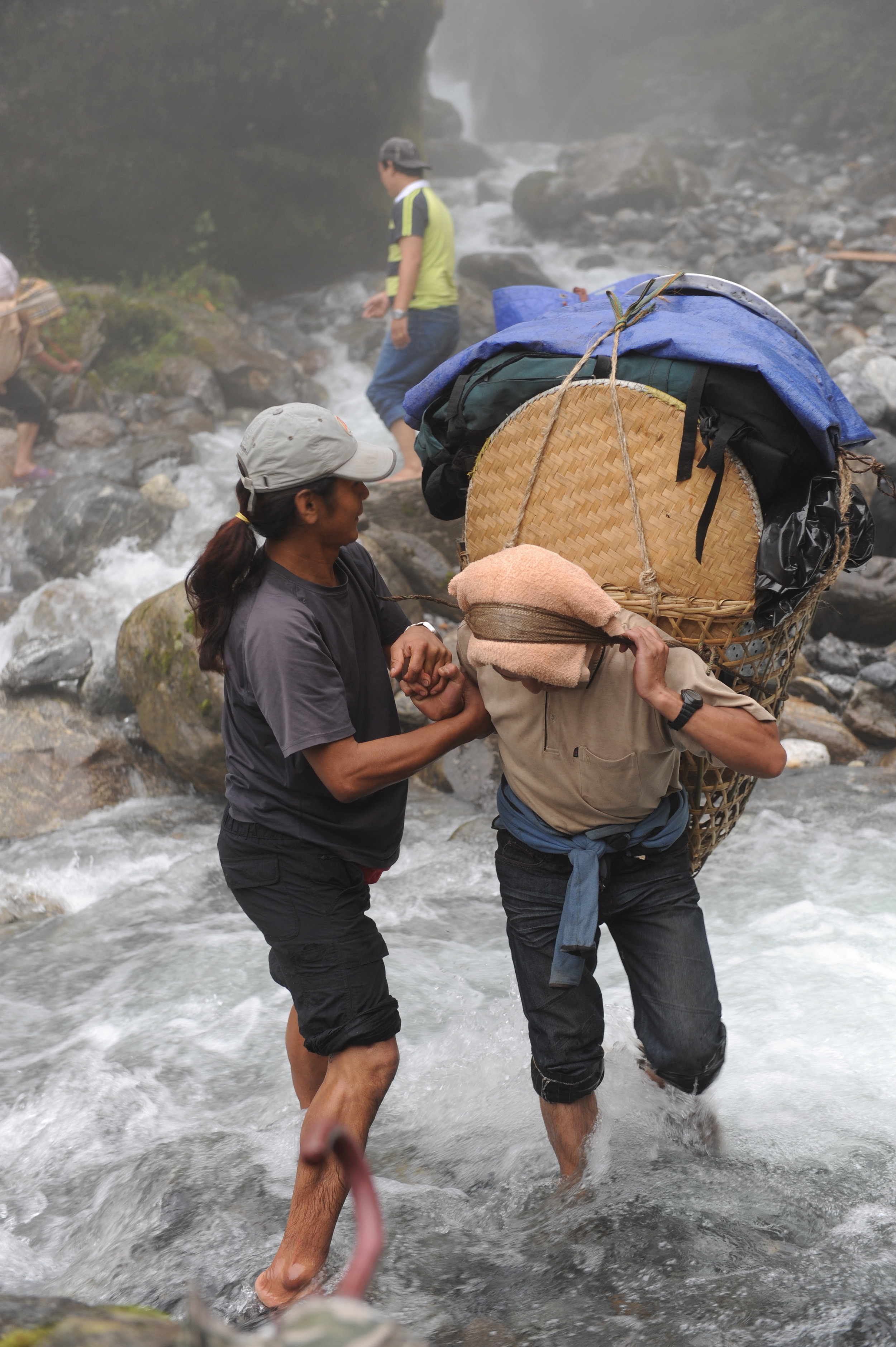 Crossing a stream.