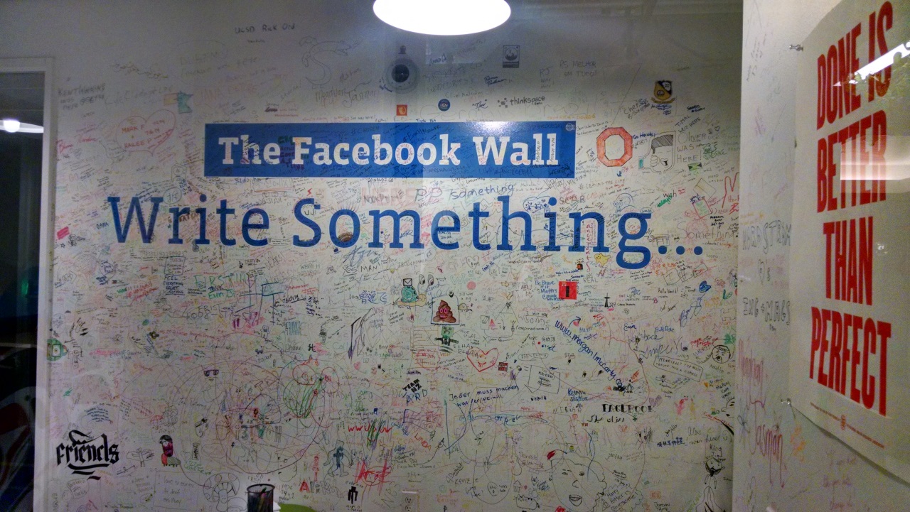 The REAL Facebook wall at the party in their office