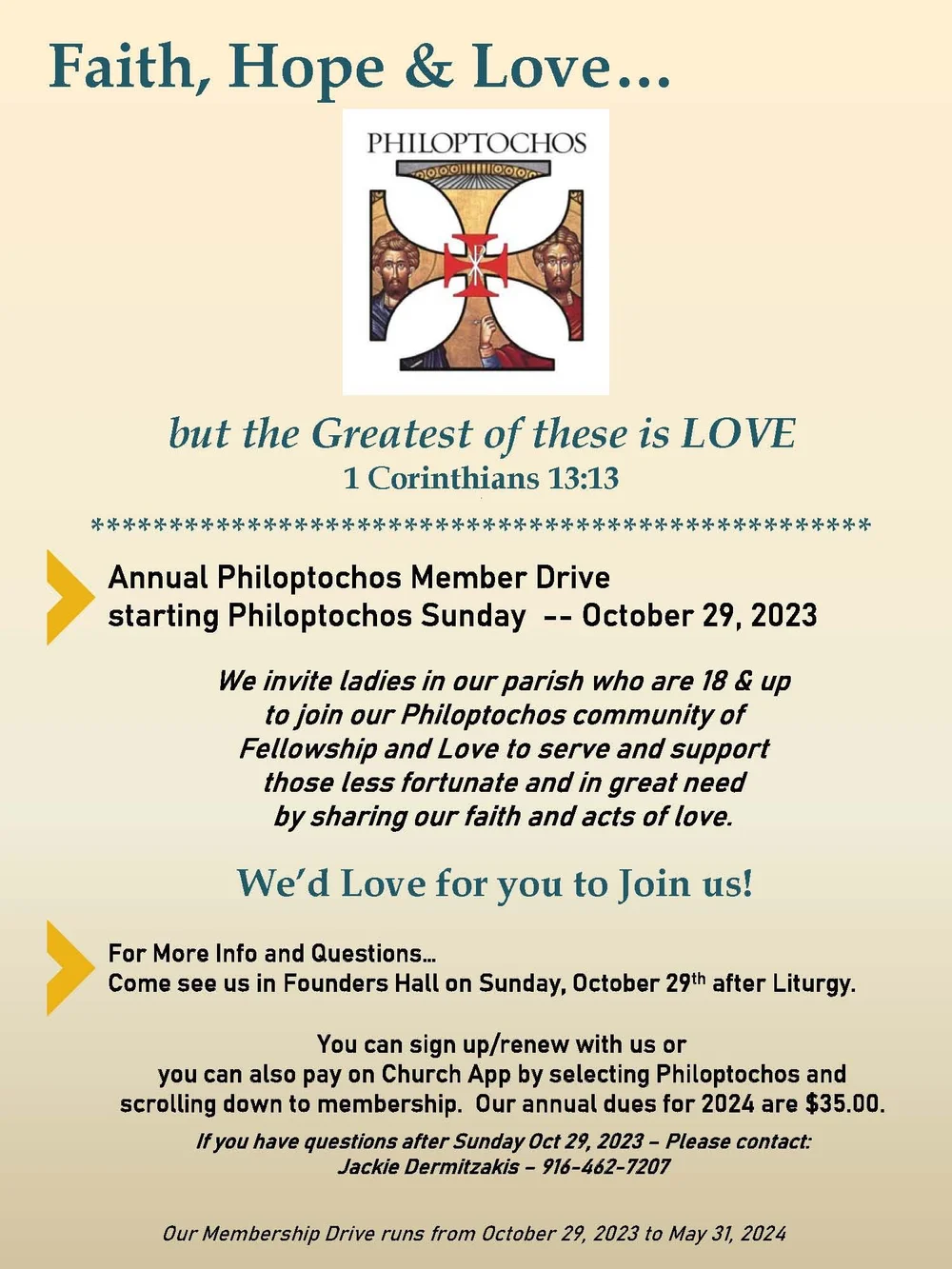 Annual Philoptochos Membership Drive (starts on October 29 ...
