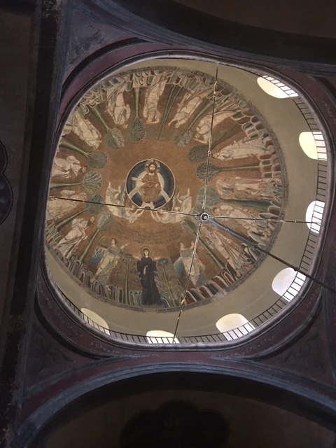 The eighth century mosaic in the dome in the Church of Agia Sophia