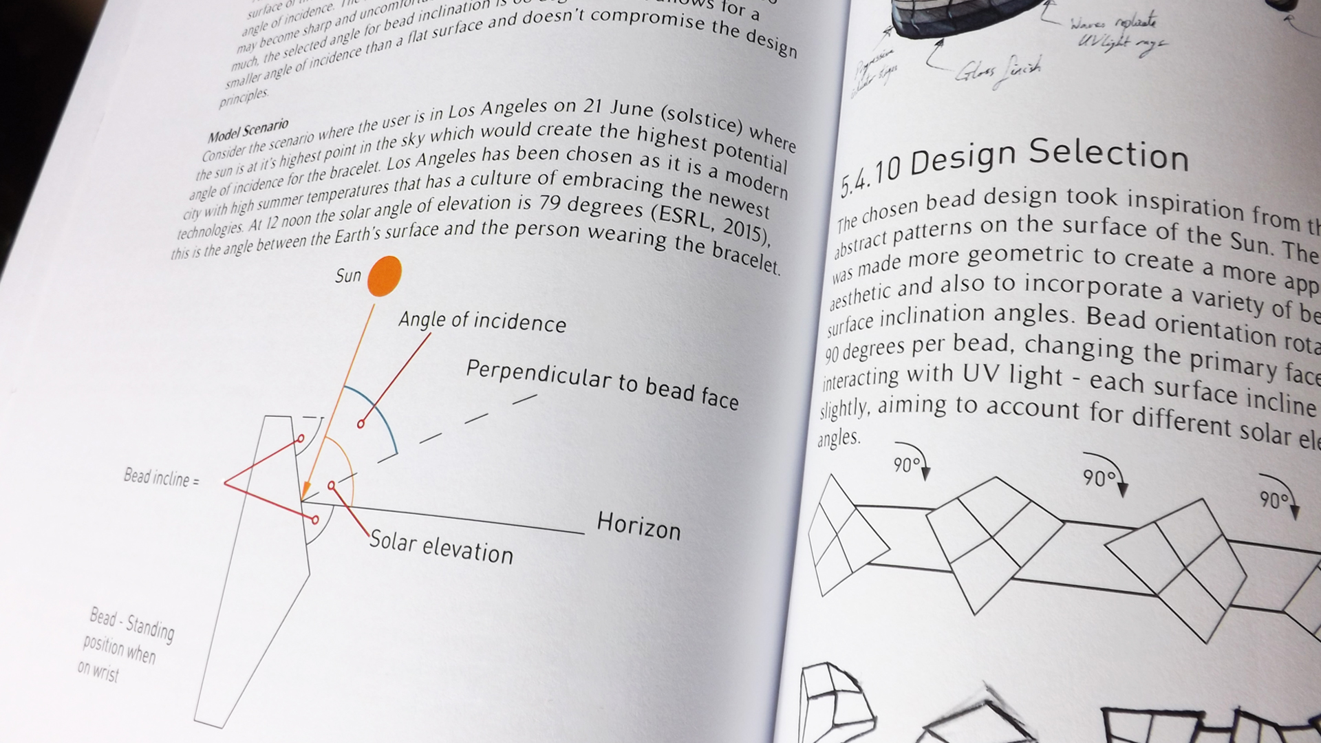 A report page detailing how the beads interact with sunlight.