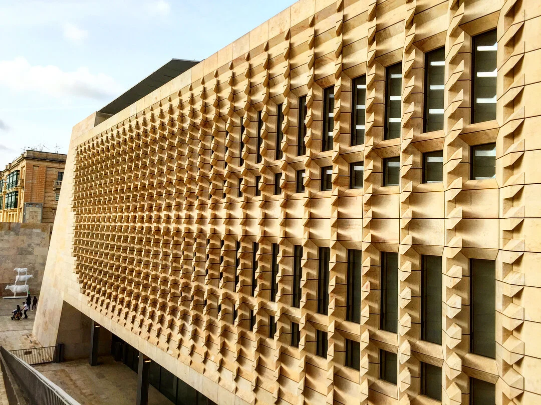 Parliament House by Renzo Piano, the architect who also designed The Shard // #Malta #Valletta #ParliamentHouse #RenzoPiano #designer #design #architect #architecture #texture #light #shadow #facade #europeancityofculture2018