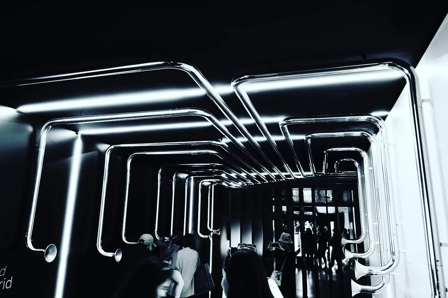 Sculptural interactive sound section of the Bernab&eacute;u Stadium Tour. &bull;
&bull;
&bull;
&bull;
&bull;
#realmadrid #bernabeu #bw #bwphotography #light #sound #sculpture #art #golazo