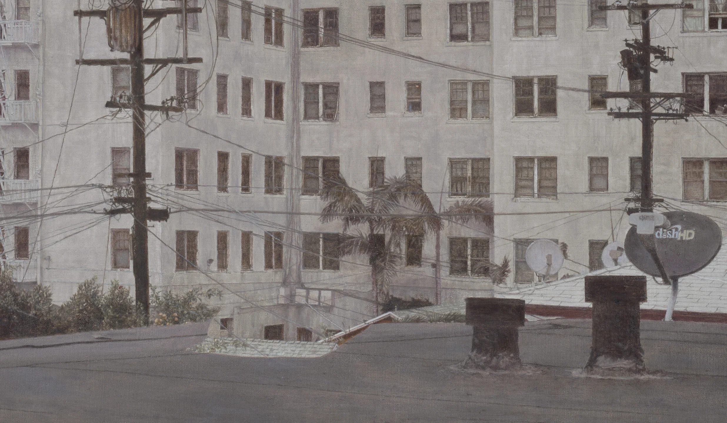 Wilshire Center Building (Detail), 2015 Oil on linen 40 x 70 inches