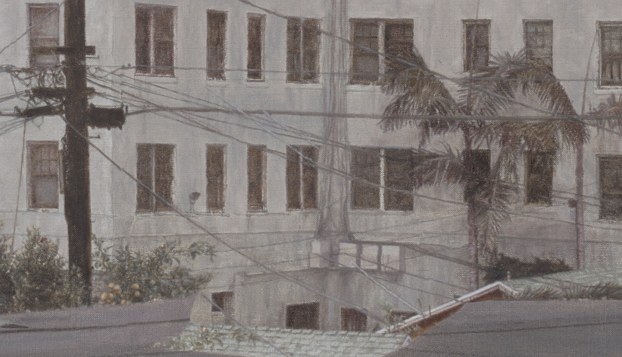   Wilshire Center Building  (Detail), 2015 Oil on linen 40 x 70 inches   