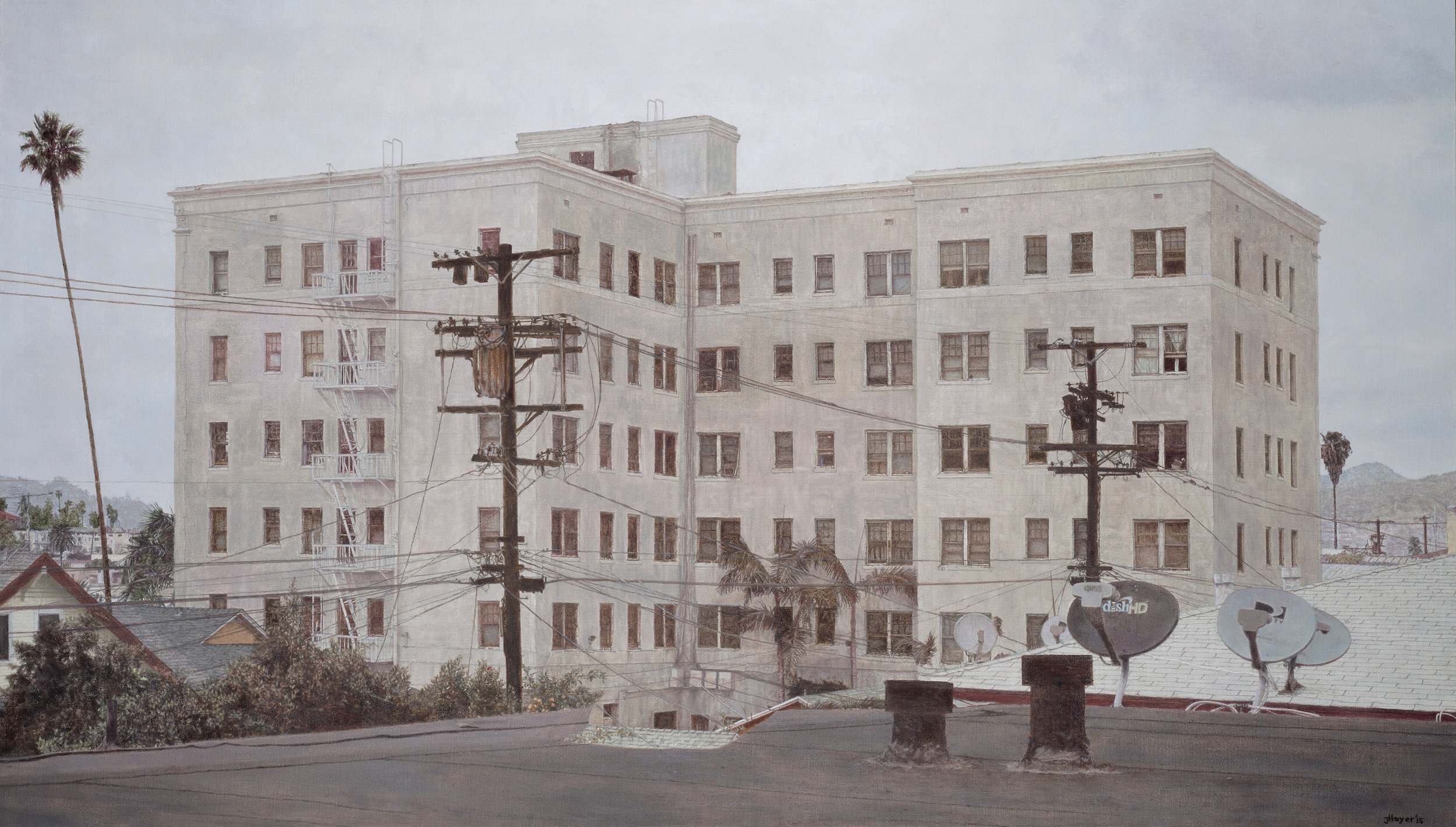   Wilshire Center Building , 2015 Oil on linen 40 x 70 inches 