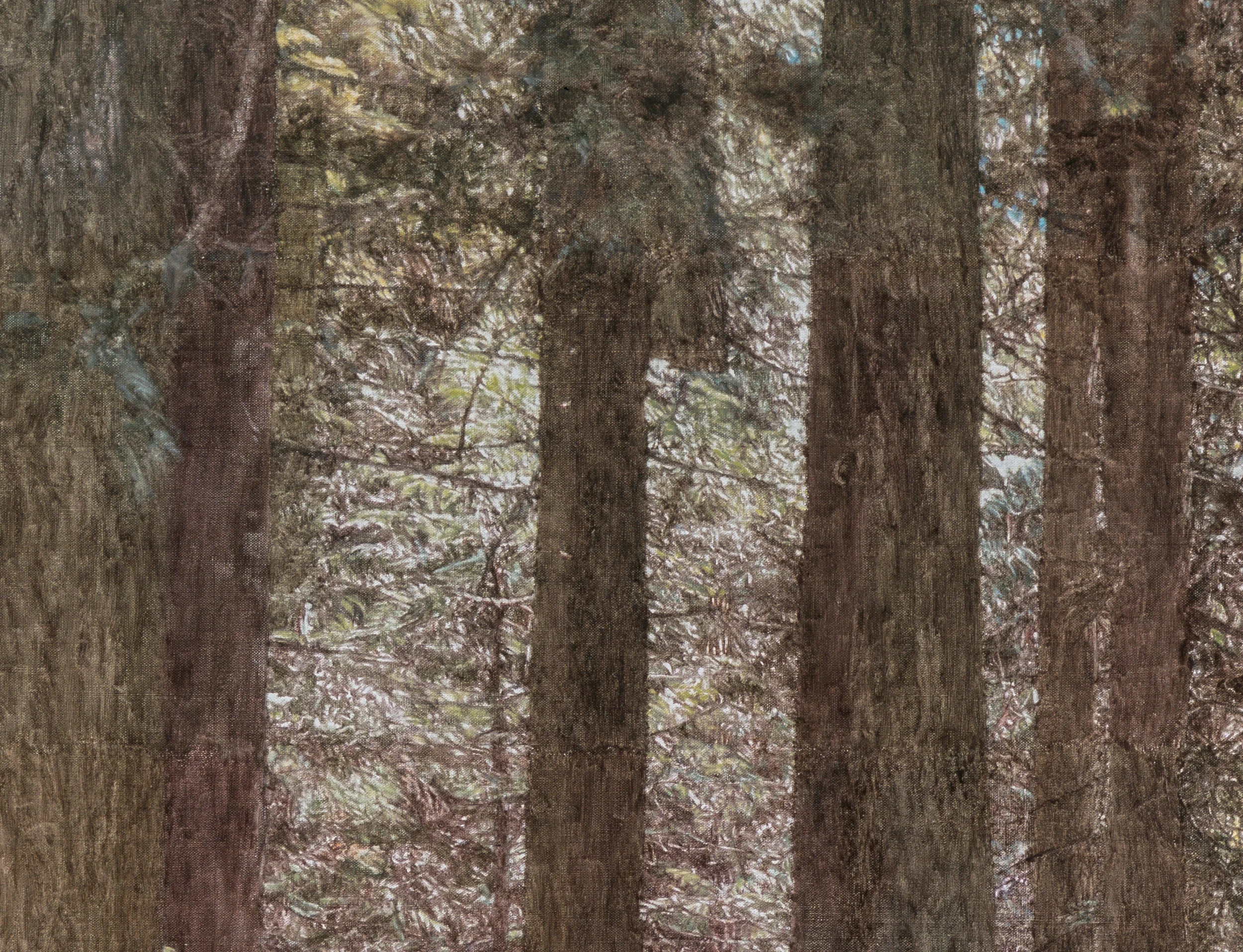 Solstice Woods (detail), 2017 Oil on linen 45 7/8 x 51 5/8 inches