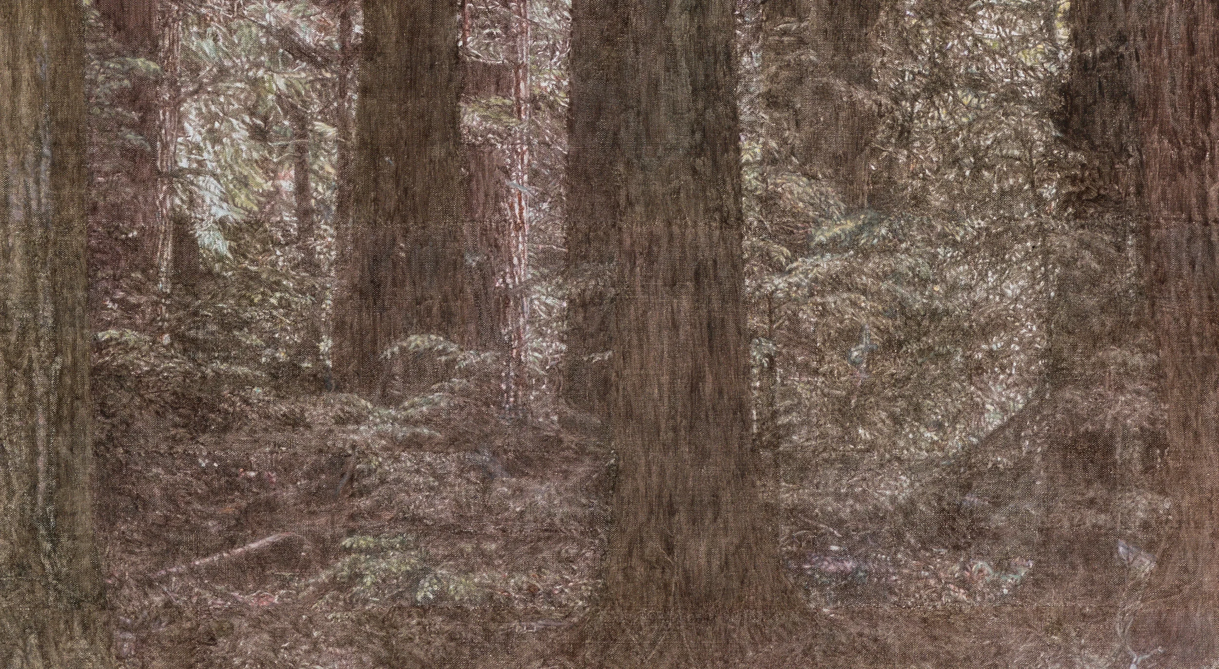 Solstice Woods (detail), 2017 Oil on linen 45 7/8 x 51 5/8 inches