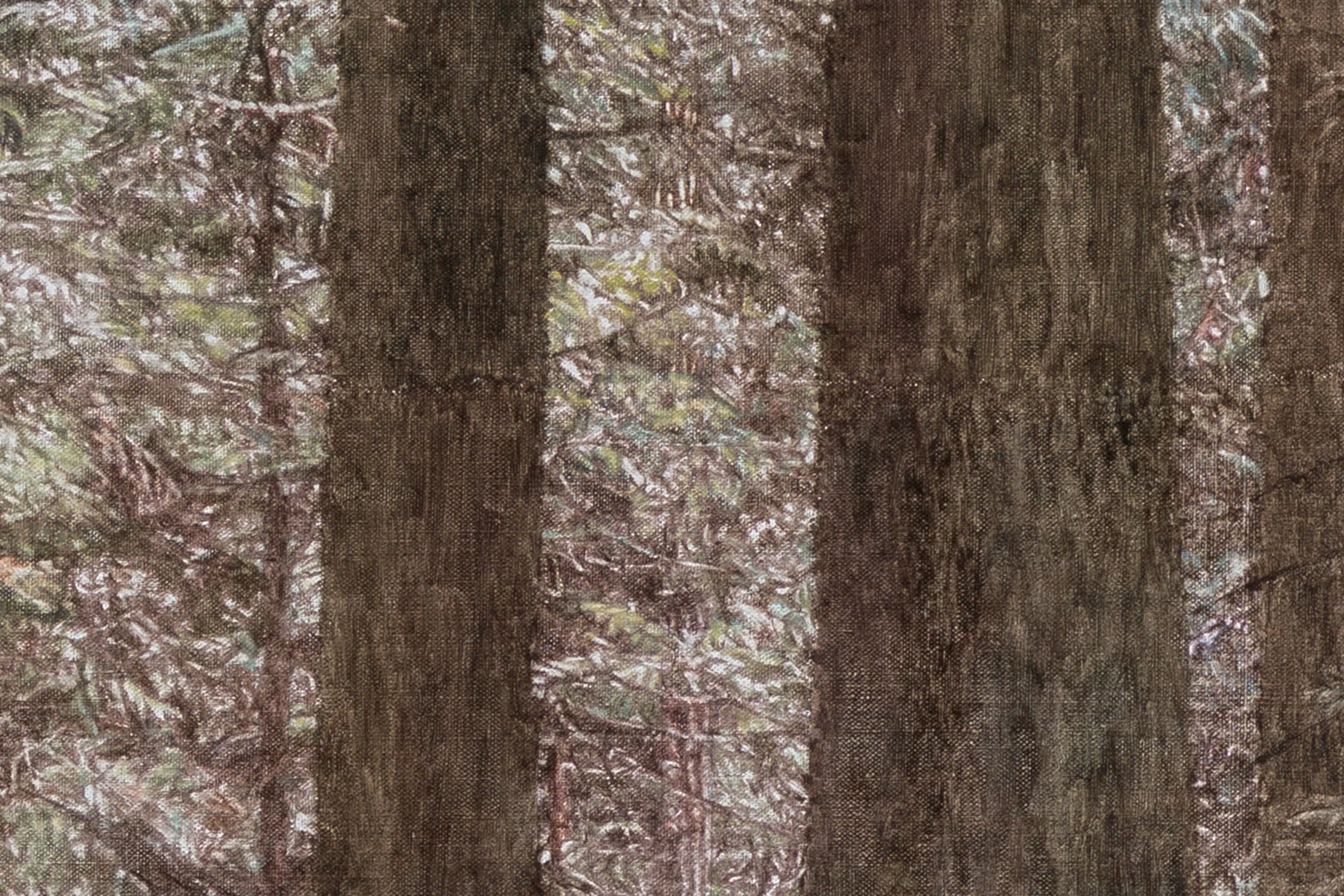 Solstice Woods (detail), 2017 Oil on linen 45 7/8 x 51 5/8 inches