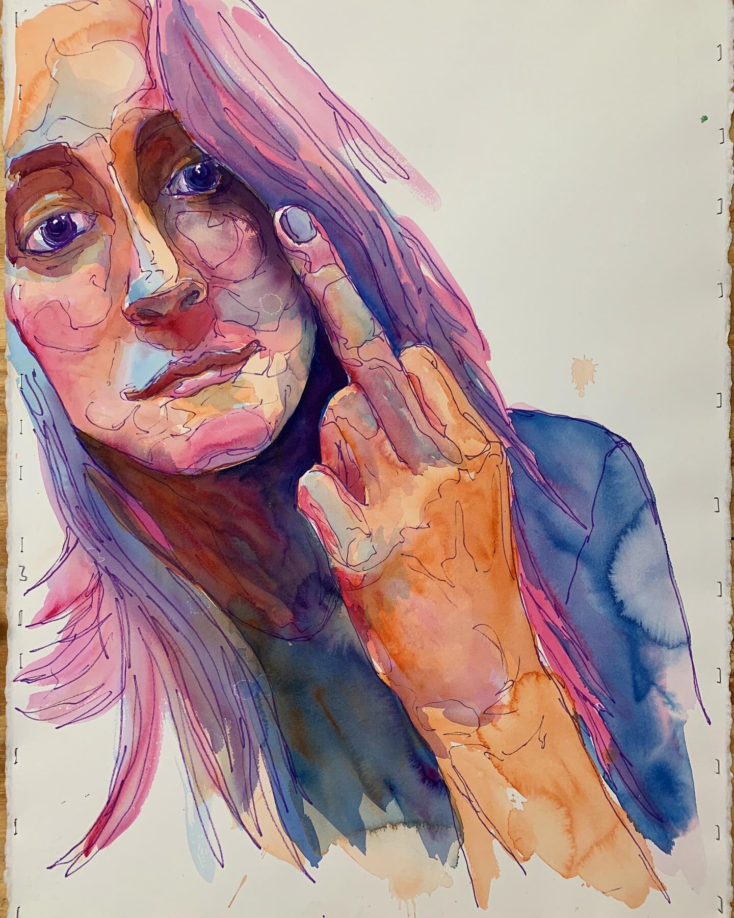 &ldquo;Sorry, Not Sorry&rdquo;
-
22x30 in. 
watercolor and acrylic on paper 
2021 
-
#paintings #watercolor #sethschevingart #flipoff #notsorry #pink #blue #painting #art #portrait #blondehair #prettynails #purple #drawing #acrylic #goldenpaints #kri