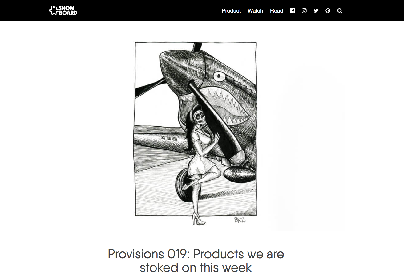 Getting some love from SNOWBOARD MAGAZINE. Check out the full article at https://snowboardmag.com/stories/provisions/provisions-019-products-stoked-week