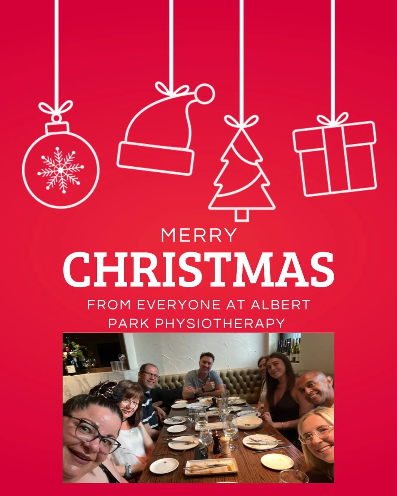 Merry Christmas from everyone at Albert Park Physiotherapy 🎄
Thank you for being part of our community this year &mdash; we&rsquo;re so grateful for your support.

Please note: we&rsquo;ll be closed Christmas Day &amp; Boxing Day, reopening shortly 