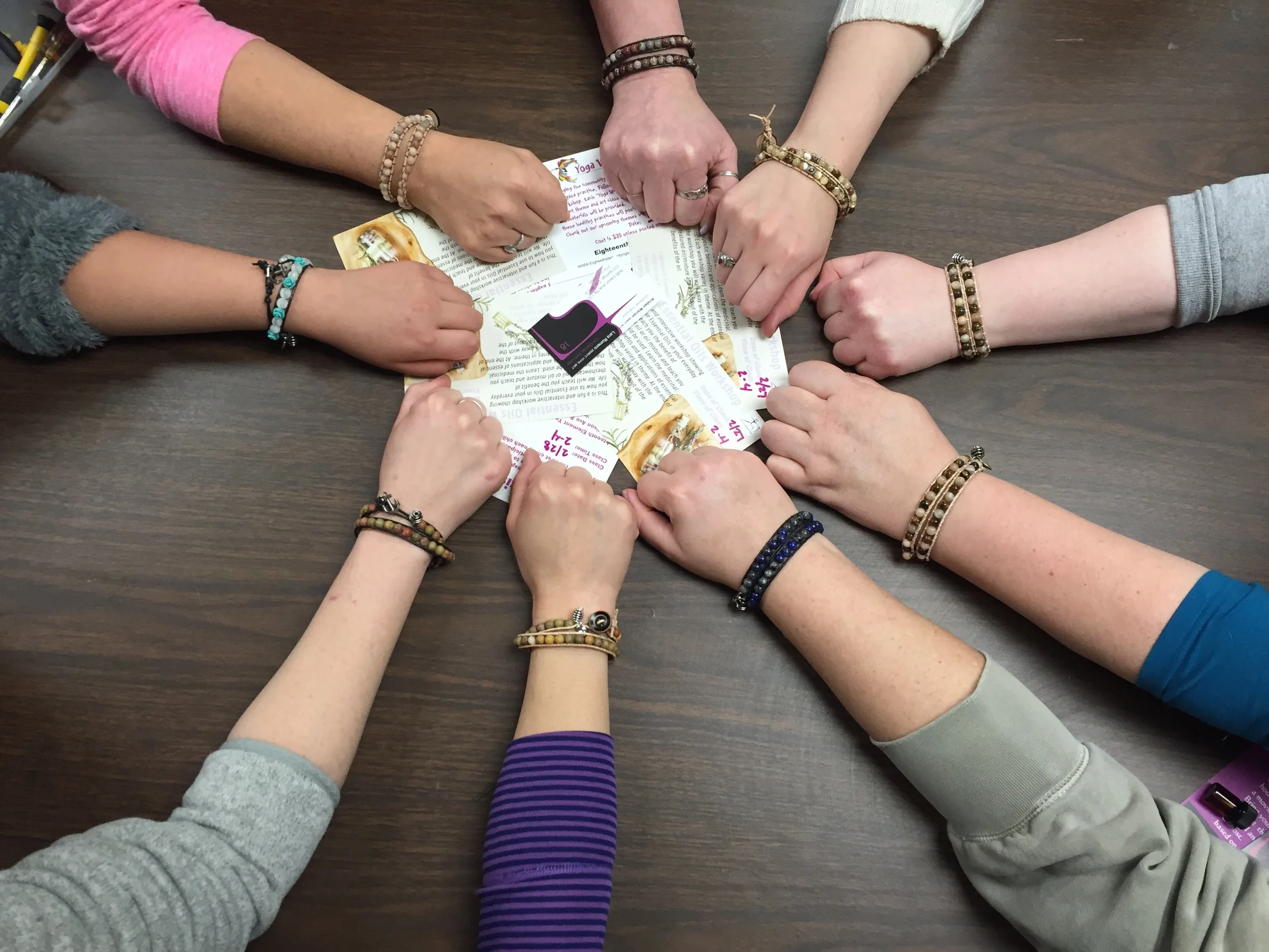 Same class but each students is walking away with their unique bracelets.