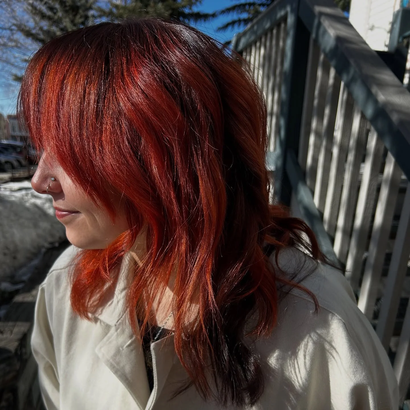 forever obsessed with my coppery red queens ❣️ (service: all over color + haircut, then toner refresh 2 months later) 
#coloradohairstylist #denverhairstylist #wellacolor #wellahairusa
