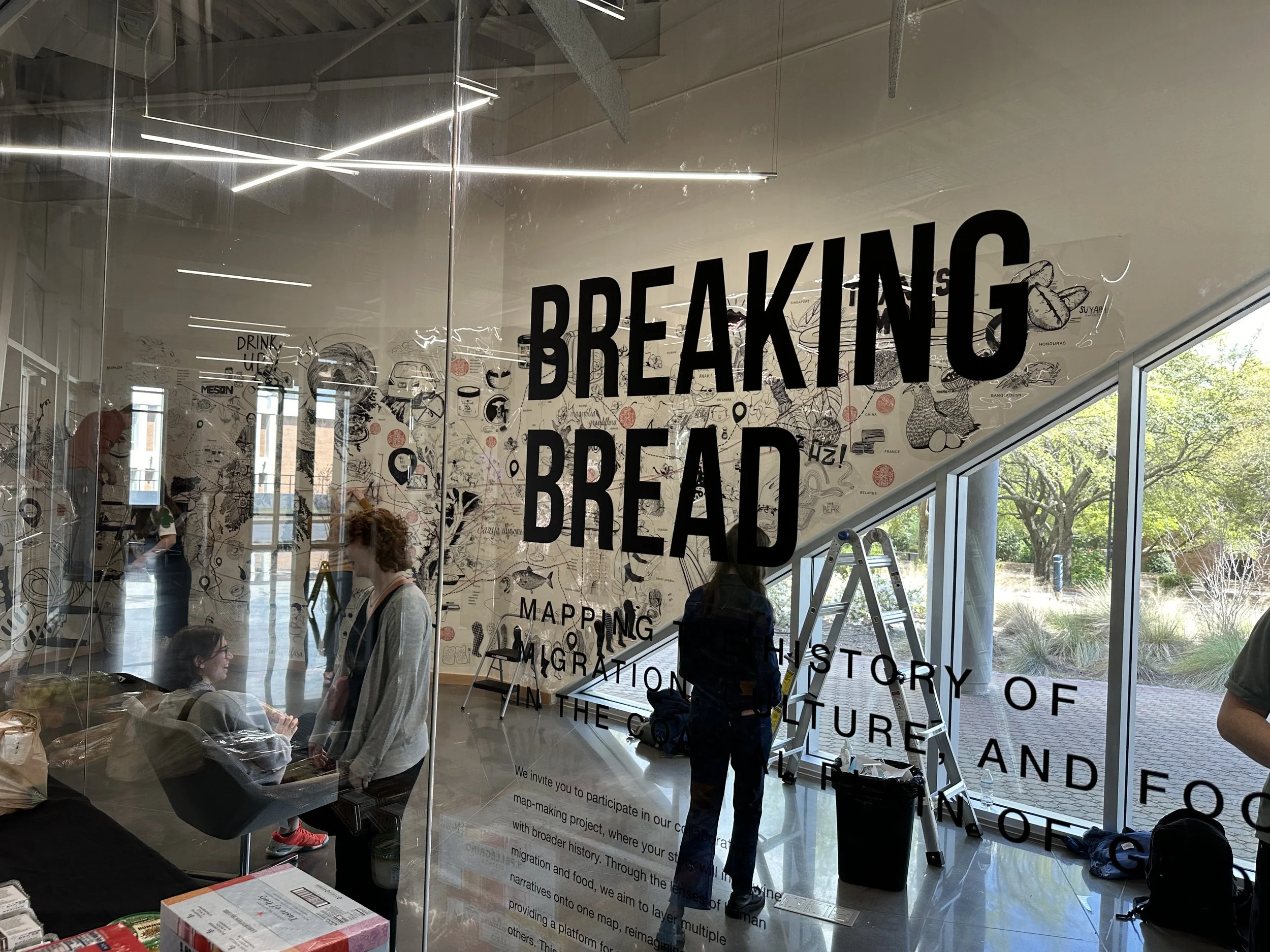   BREAKING BREAD   Mapping the History of Migration, Culture, and Food in the Coastal Plain of Georgia  An interdisciplinary/multimedia art installation for the Interdisciplinary Academic Building Gallery, Georgia Southern University Campus, in Febru