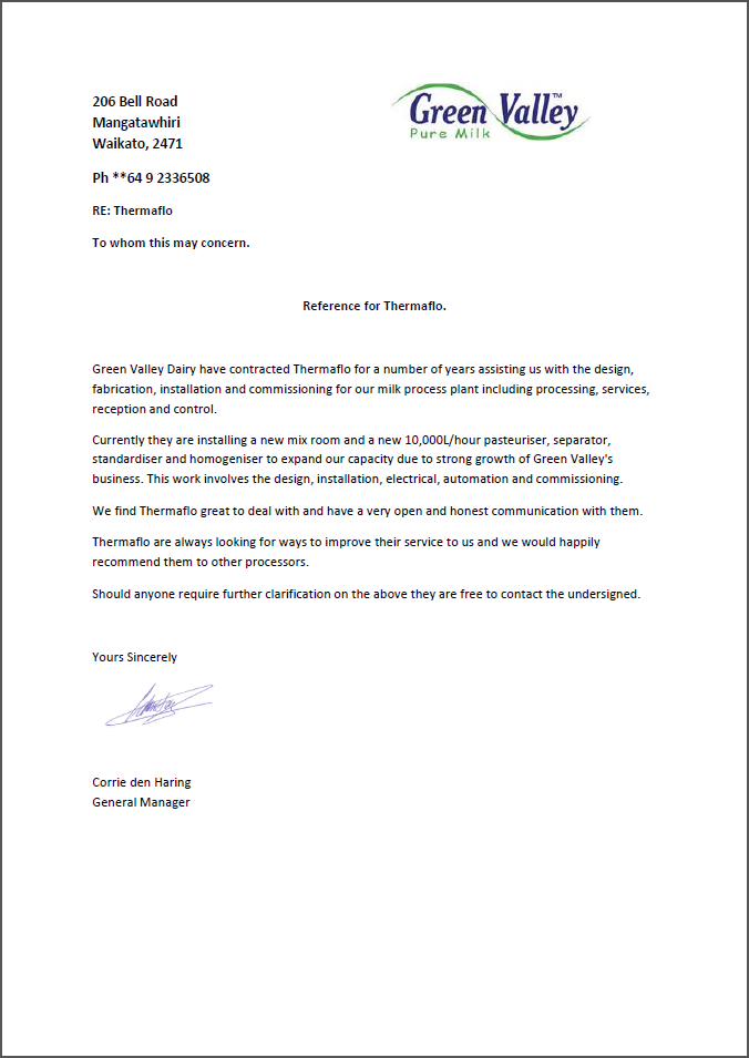 Green Valley Dairy Reference