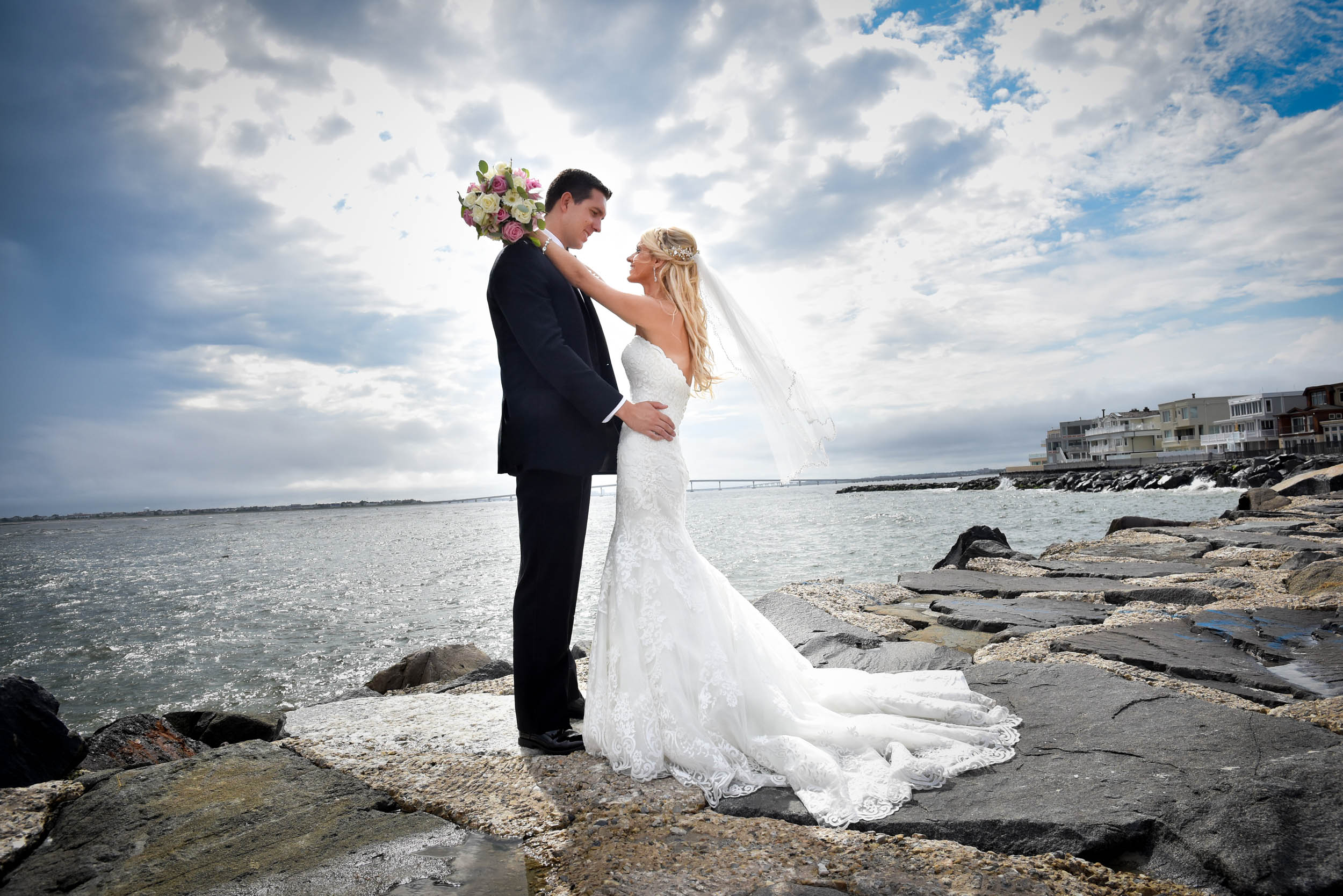 New Jersey beach bride and groom