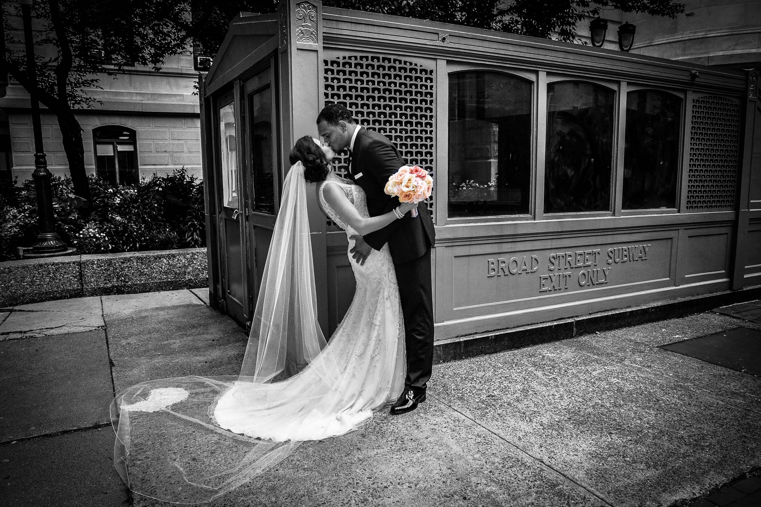 Philadelphia City Hall bride and groom