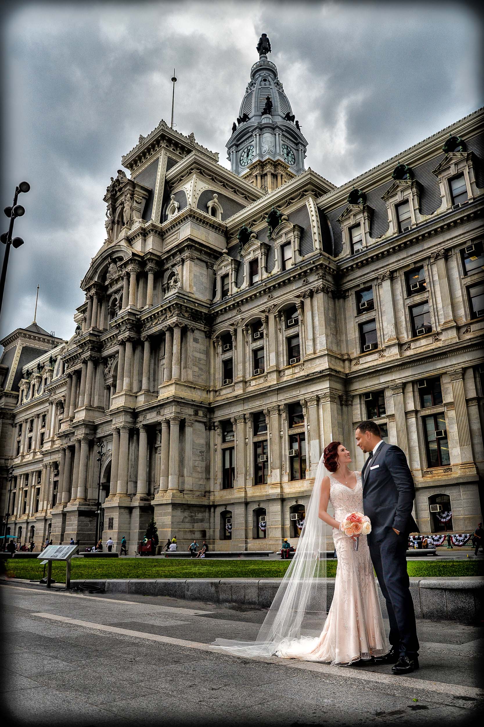 Philadelphia City Hall bride and groom