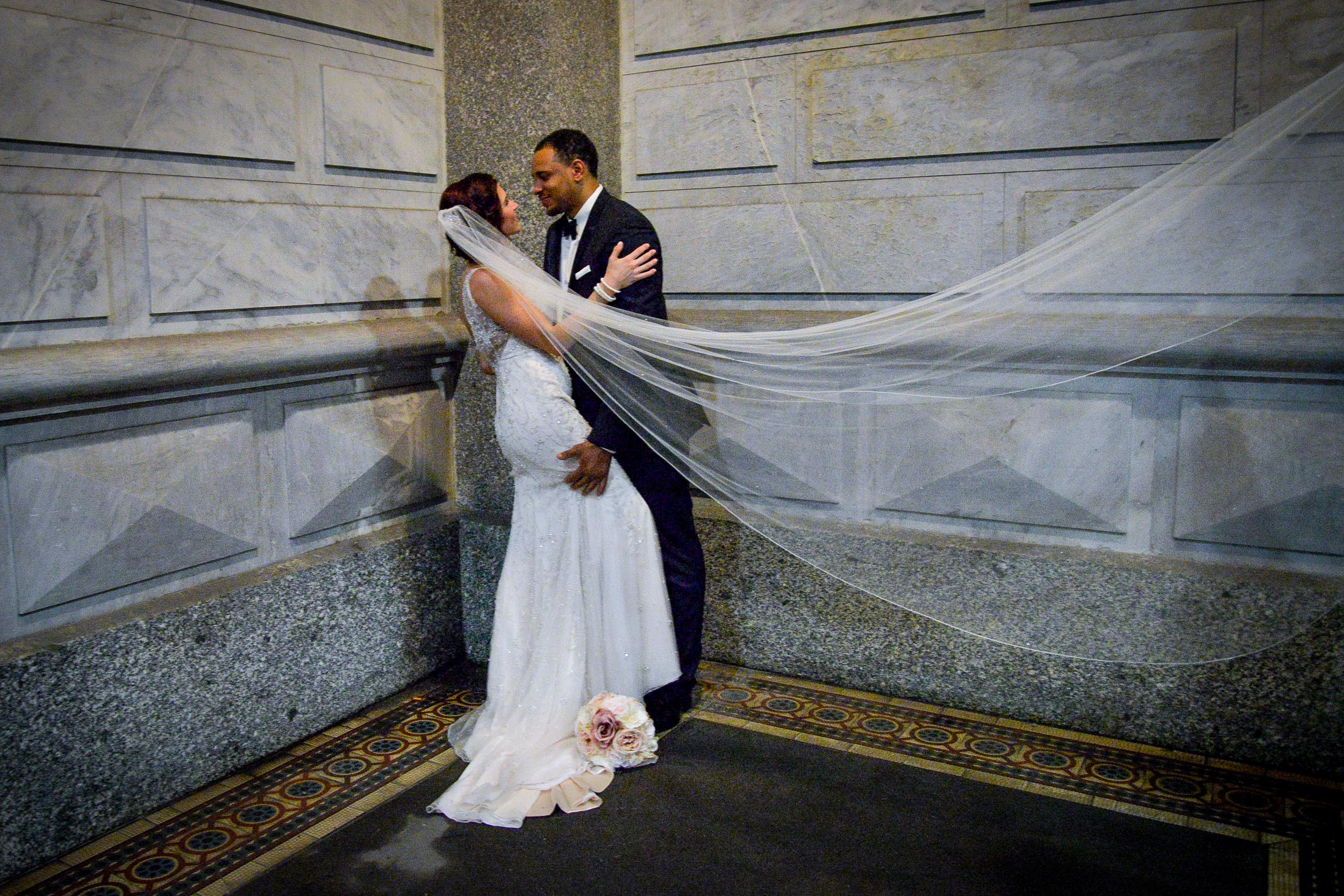 Philadelphia City Hall bride and groom