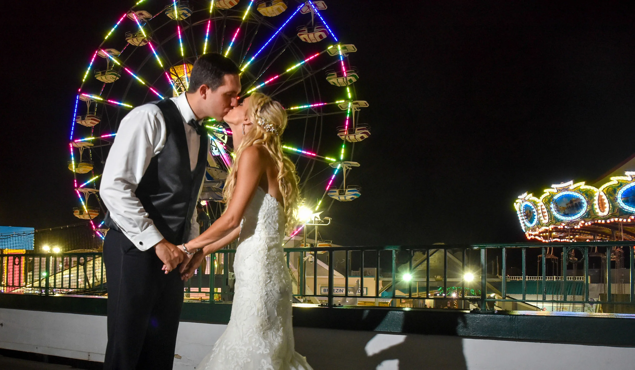 Flanders Hotel rooftop bride and groom