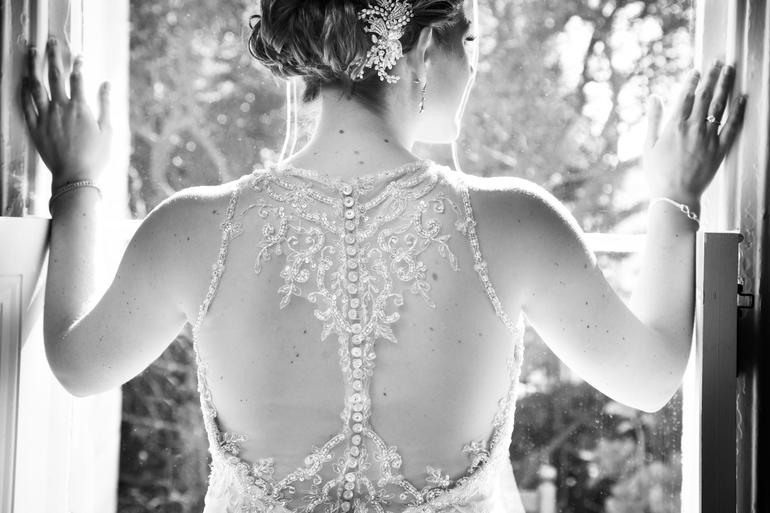Back of bride's gown detail