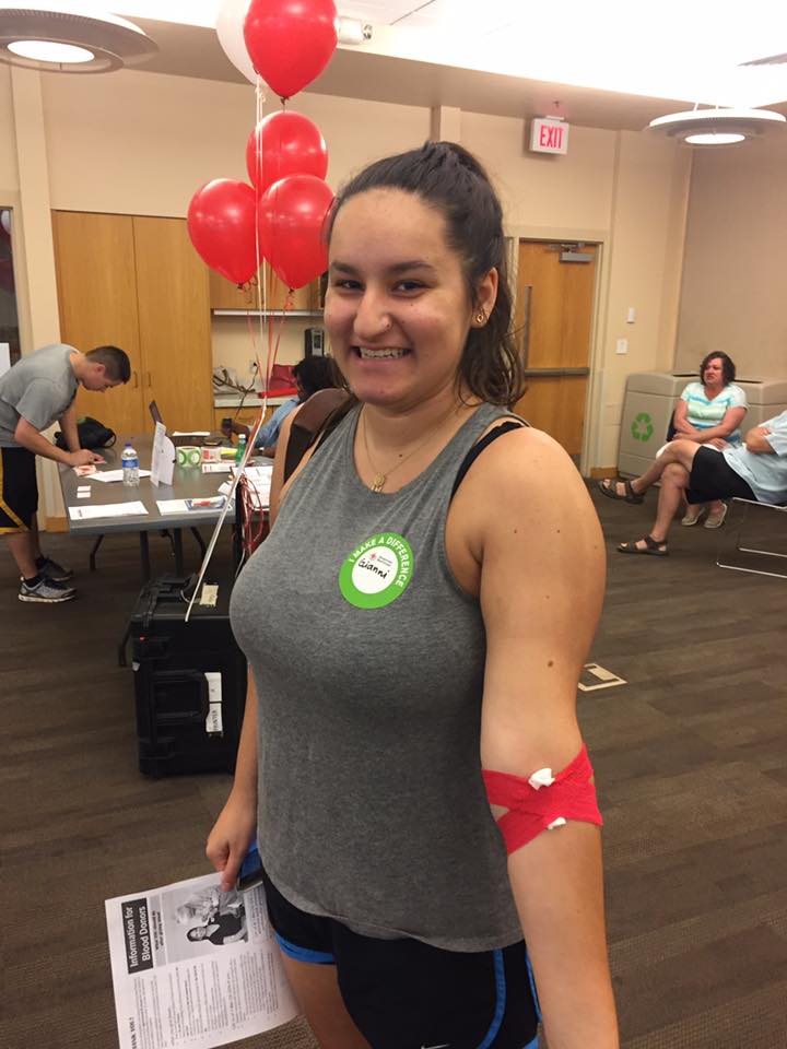Little Shop of Horrors Stage Manager Gianni Carcagno donates blood with cast members and directors to American Red Cross (Total donation 1 gallon!!)