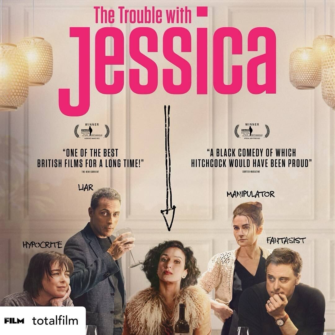 The Trouble with Jessica hits cinemas April 5th. 🎥
An exclusive poster from @totalfilm 
The ensemble cast includes the brilliant Shirley Henderson, Rufus Sewell, Olivia Williams, India Varma, and Alan Tudyk!
