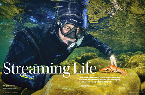 He defended his master's thesis underwater, and now mike irvine has big dreams about bringing the environment up close and digital