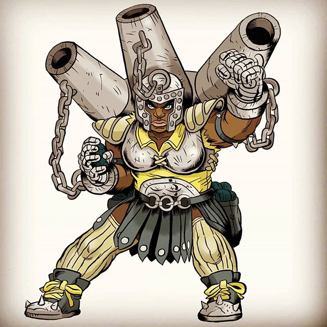 Last in a series of 6 for the introductory roster of #Battlegridchampions 
Meet Daisy Reign a dwarven ranged champion who carries a heavy load of cannon fire everywhere she goes! 
#illustration #ghostbatart #characterdesign #digitalart #gamedesign