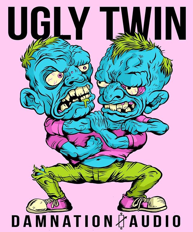 Boutique pedal maker @damnationaudio asked me to design this packaging sticker for their latest pedal the ugly twin, a signature pedal for @realpissedjeans 
Think they're gonna turn this into a t-shirt too! 
#ghostbatart #illustration #packaging #dig