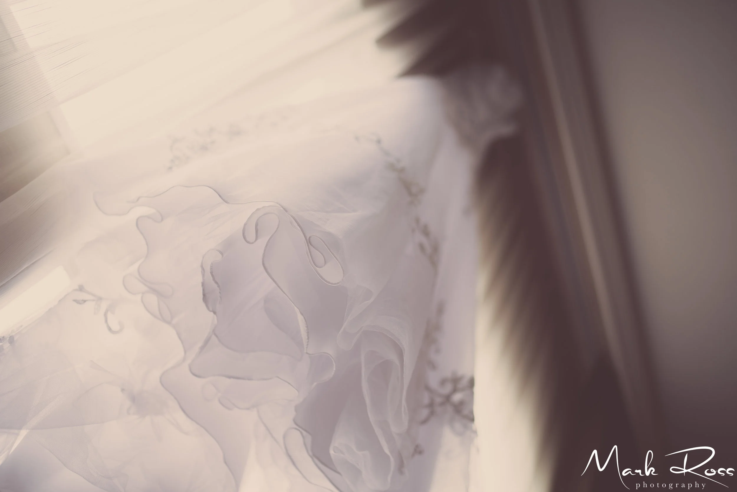 The wedding dress anxiously waiting to be worn.