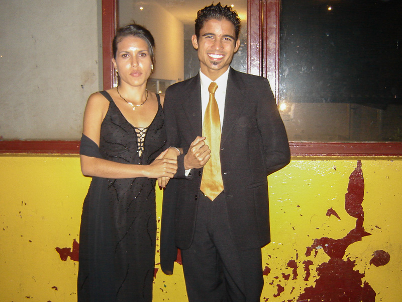 With a cousin at my (new) brother's wedding.