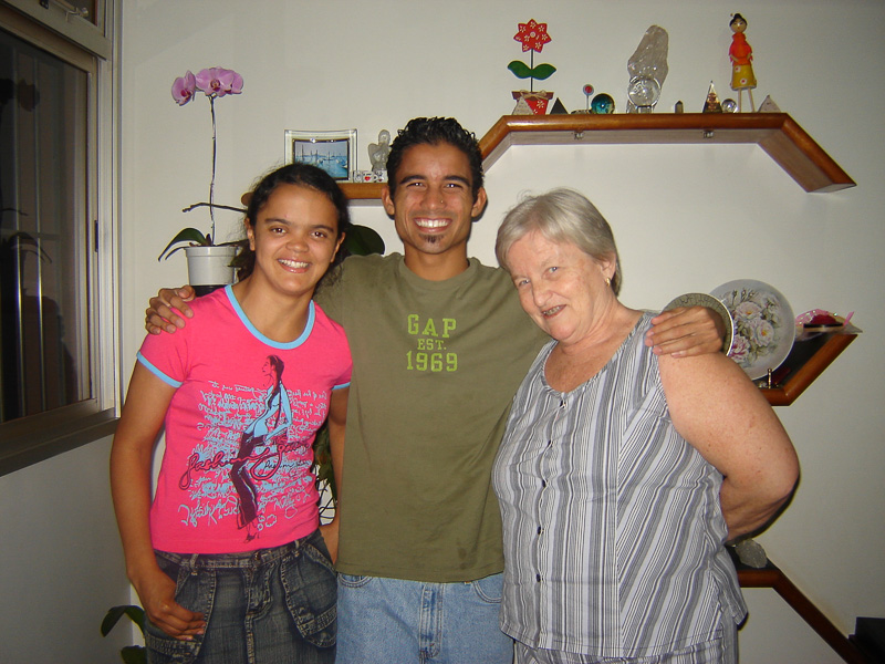 With two amazing friends.