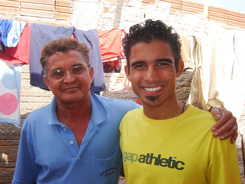 With my birth father.