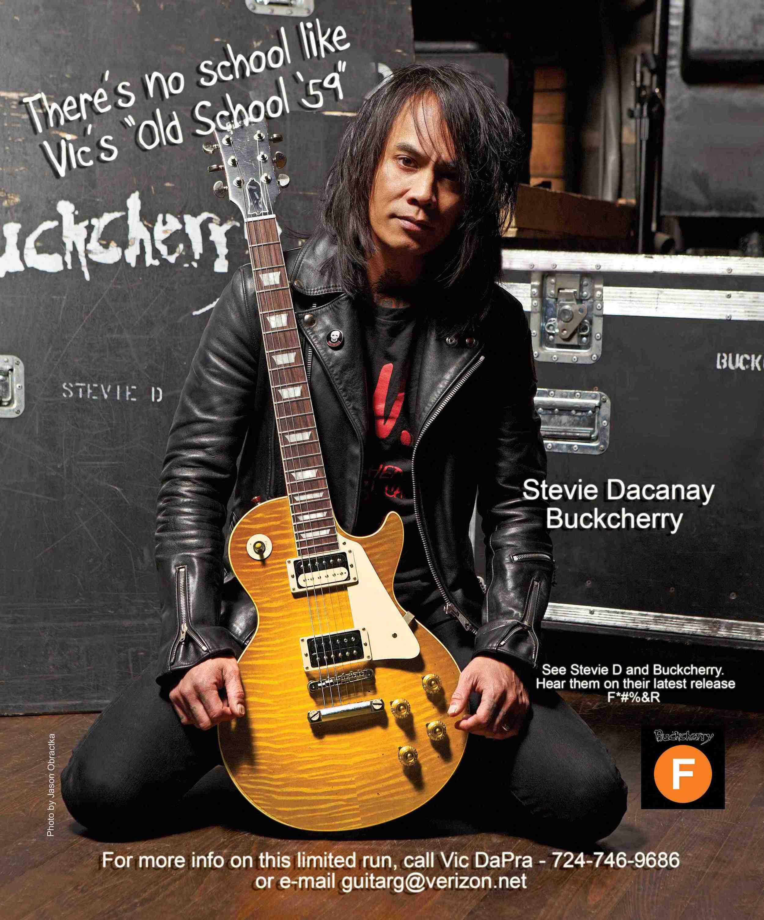 Buckcherry's Stevie Dacanay with his Old School 59 Les Paul Burst by Vic DaPra
